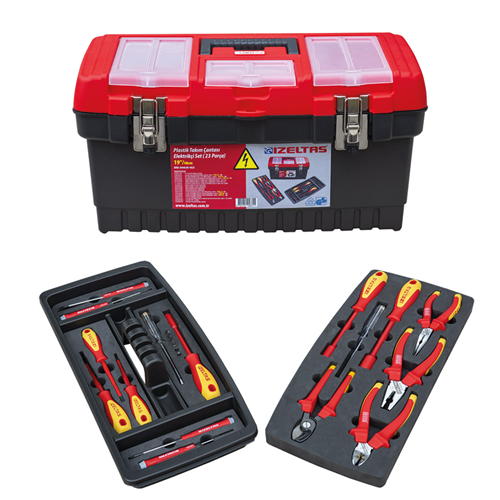 İZELTAŞ PLASTİK TAKIM ÇANTASI 19" ELEKTRİKÇİ SET 23 PARÇA